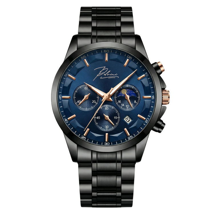 Dominus Stainless Steel Watch Bold Classic Style | Refined Dial Watch With Full Metal Bracelet Neriona Obsidian Ocean