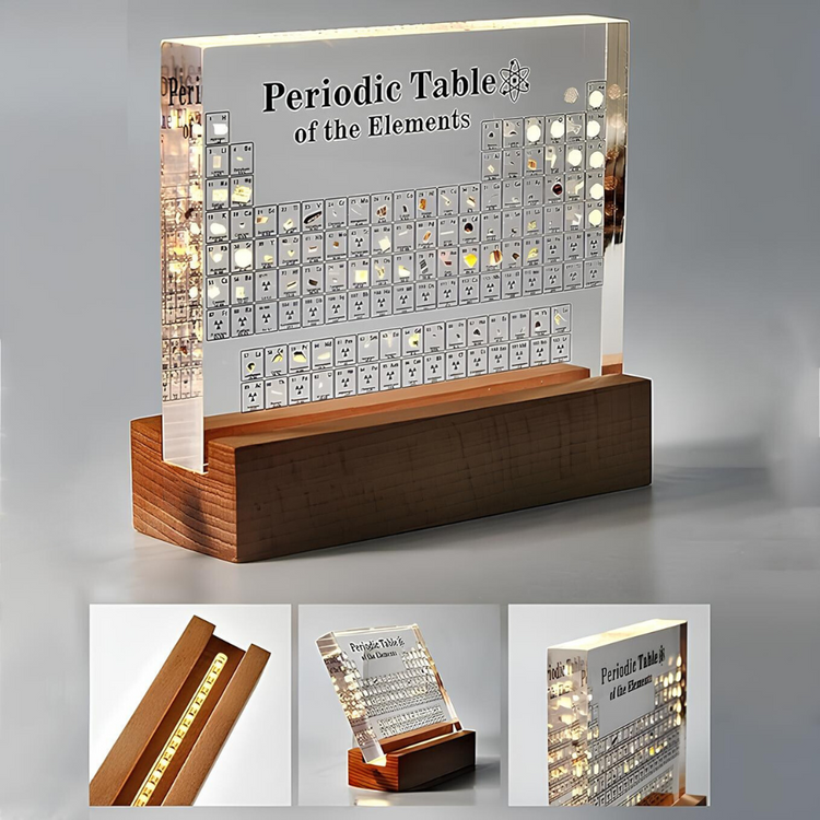 Periodic Table with Real Elements | Illuminated Acrylic Element Table for Desk Decor Office and Science Gifts Neriona