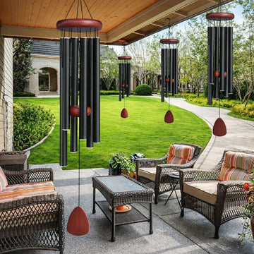 Wind Chimes – Deep Tone With Natural Calm Sound | Aluminum Chimes For Garden Or Patio With Soft Ambient Sound Neriona Black Wind Chimes