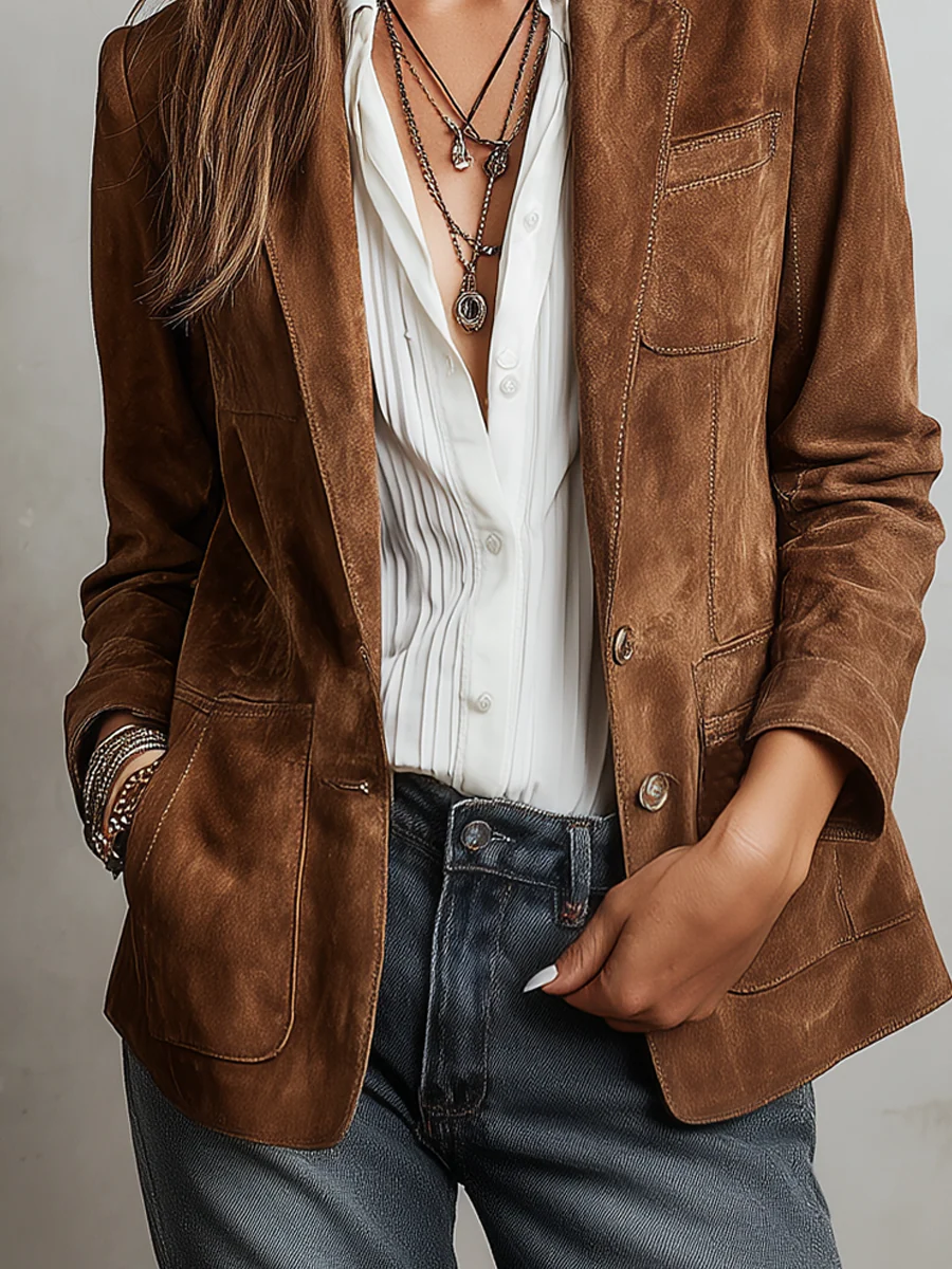 Jana – Suede Blazer | Button-Up Jacket For Timeless Everyday Elegance Women > Jacket Neriona
