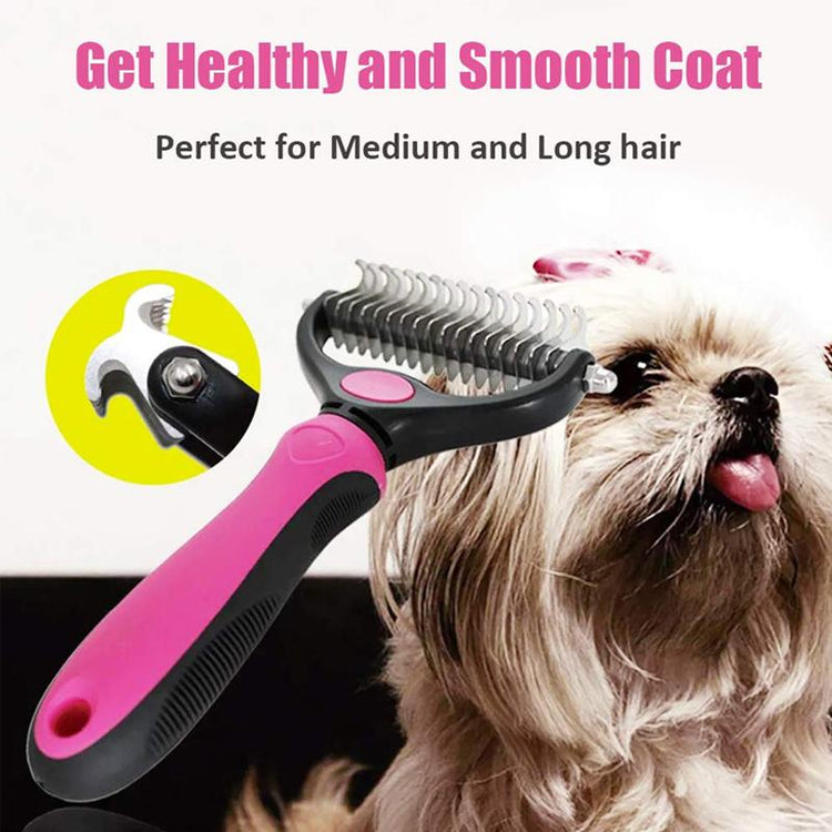 Professional Pet Grooming Brush | Deshedding Tool For Dogs & Cats With Thick Coats