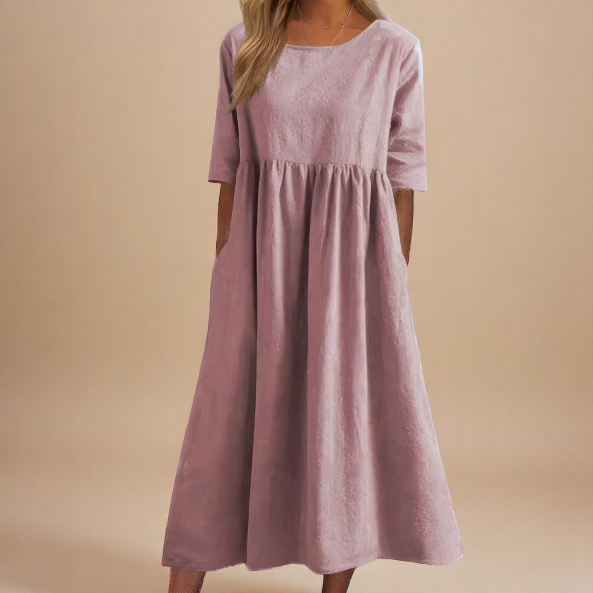 Avery – Cotton Midi Dress | Women's Casual Summer Dress With Pockets Dress Neriona Pink