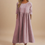 Avery – Cotton Midi Dress | Women's Casual Summer Dress With Pockets Dress Neriona Pink