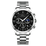Dominus Stainless Steel Watch Bold Classic Style | Refined Dial Watch With Full Metal Bracelet Neriona Silver Obsidian