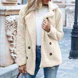 Charlotte – Teddy Button Coat | Warm Fleece Button Jacket For Women Neriona Milky white