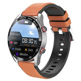 Non-Invasive Blood Glucose Test Smartwatch | Bluetooth Calling Fitness Watch with Heart Rate, Sleep and Health Monitoring Neriona Orange Leather Strap