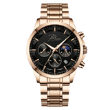 Dominus Stainless Steel Watch Bold Classic Style | Refined Dial Watch With Full Metal Bracelet Neriona Rose Gold Obsidian