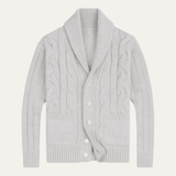 Nathaniel – Chunky Cable Knit Cardigan | Shawl Collar Button Front