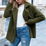 Charlotte – Teddy Button Coat | Warm Fleece Button Jacket For Women Neriona Green