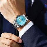 Malité Classic Steel Watch | Refined Everyday Watch With Clean Dial and Gold Accent Bracelet Neriona Silver Light Blue