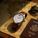 Lige Leather Classic Watch | With Moonphase Detail and Luminous Hands for Everyday and Business Wear Neriona