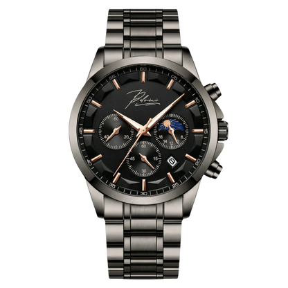 Dominus Stainless Steel Watch Bold Classic Style | Refined Dial Watch With Full Metal Bracelet Neriona Obsidian