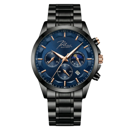Dominus Stainless Steel Watch Bold Classic Style | Refined Dial Watch With Full Metal Bracelet Neriona Obsidian Ocean