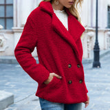 Charlotte – Teddy Button Coat | Warm Fleece Button Jacket For Women Neriona Red
