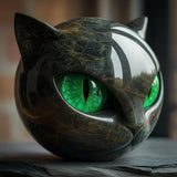 Velora – Black Cat Head Sculpture | Modern Resin Cat Statue For Home & Desk Decor
