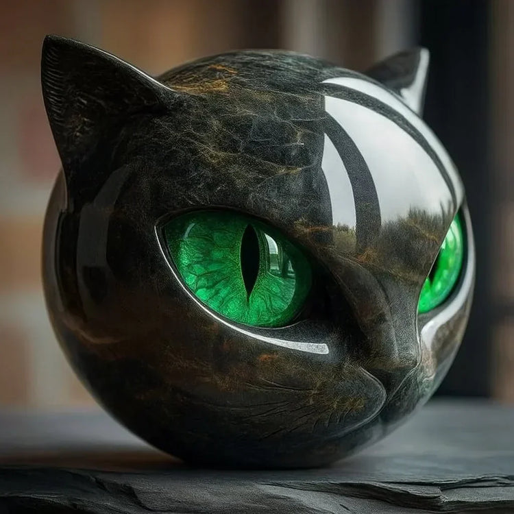 Velora – Black Cat Head Sculpture | Modern Resin Cat Statue For Home & Desk Decor