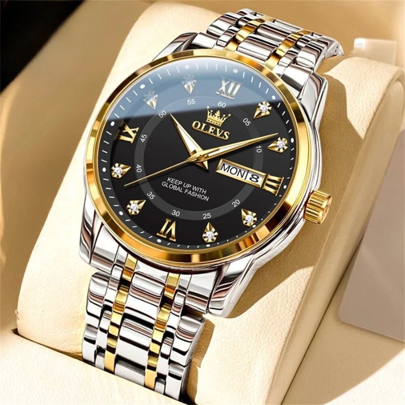 Malité Classic Steel Watch | Refined Everyday Watch With Clean Dial and Gold Accent Bracelet Neriona Silver Gold Black
