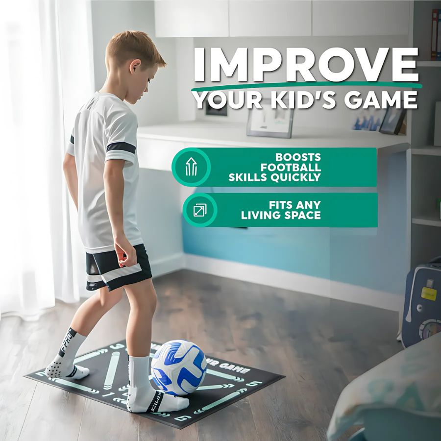 Football Pro Training Mat - Home Soccer Practice System | Ball Control, Dribbling & Skill Training Program for Young Players Neriona