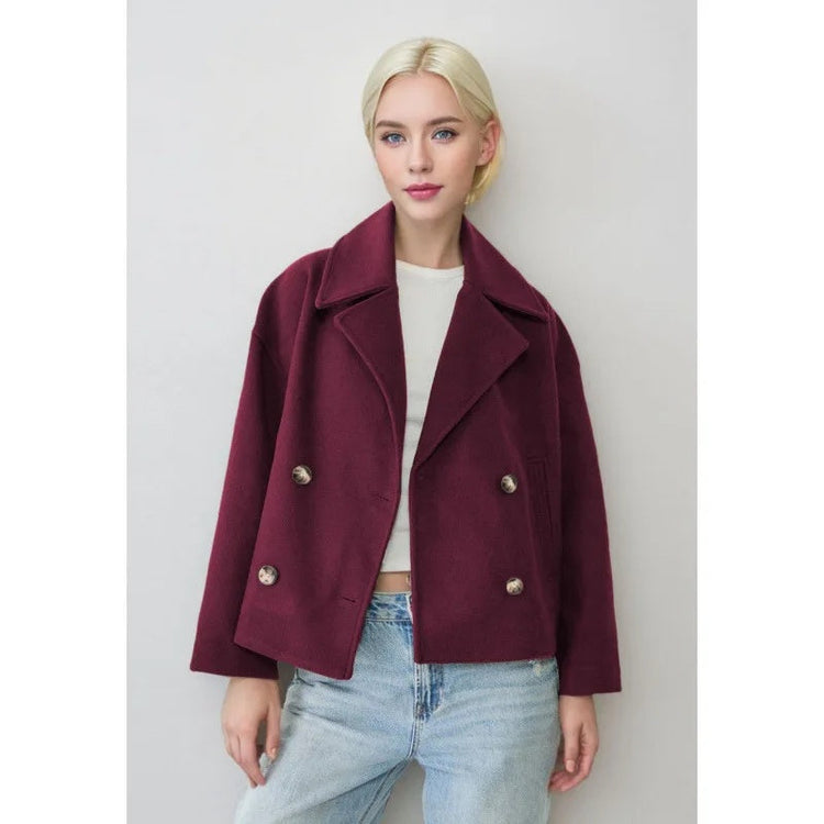 Charlotte – Cropped Double-Breasted Jacket | Classic Short Jacket For Everyday Elegance Neriona Red