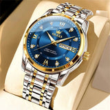 Malité Classic Steel Watch | Refined Everyday Watch With Clean Dial and Gold Accent Bracelet Neriona Silver Gold Blue