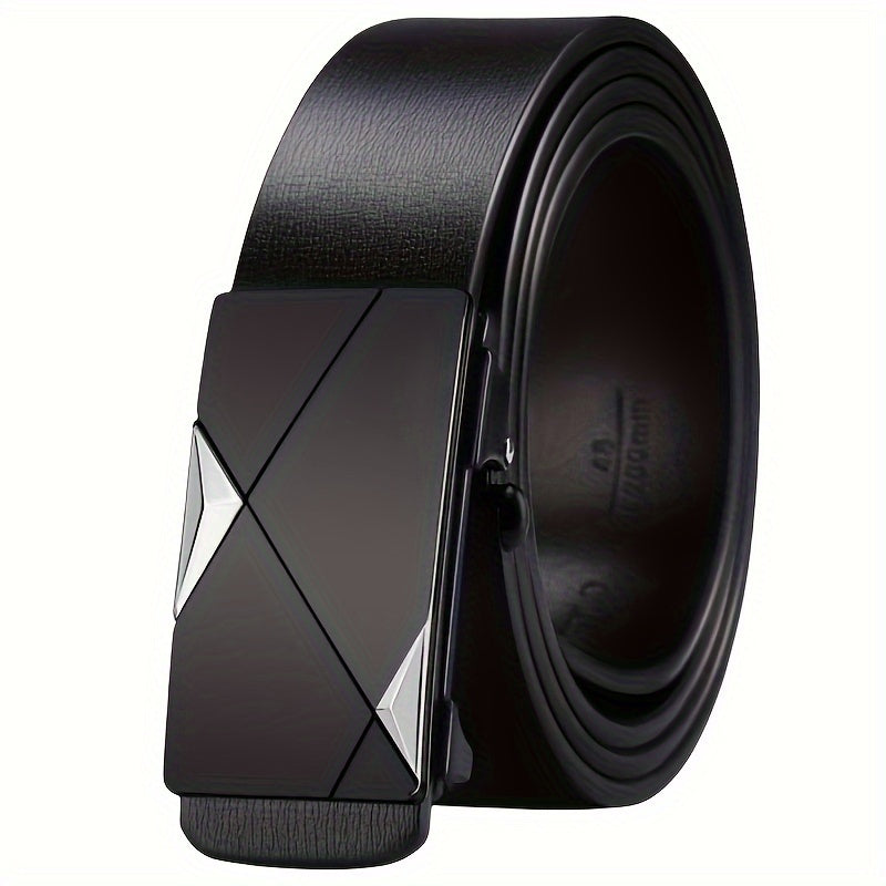 Men’s Leather Belt - Automatic Buckle Adjustable | Cowhide Belt for Business Casual Jeans and Everyday Wear No Holes Design Neriona