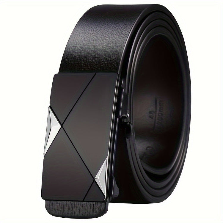 Men’s Leather Belt - Automatic Buckle Adjustable | Cowhide Belt for Business Casual Jeans and Everyday Wear No Holes Design Neriona