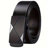 Men’s Leather Belt - Automatic Buckle Adjustable | Cowhide Belt for Business Casual Jeans and Everyday Wear No Holes Design Neriona