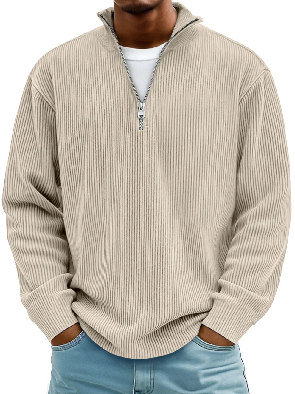 Maverick – Half-Zip Knit Sweater | Men's Casual Pullover For Everyday Comfort Neriona Khaki