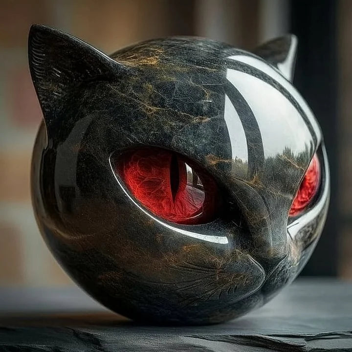 Velora – Black Cat Head Sculpture | Modern Resin Cat Statue For Home & Desk Decor