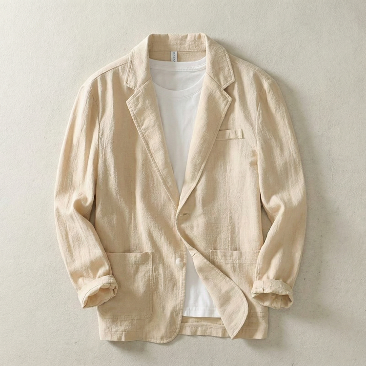 Theo – Lightweight Linen Blazer | Men's Classic Lapel Layering Jacket for Everyday Style