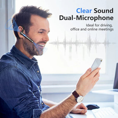 Business Bluetooth Headset – Wireless Noise Cancelling Earpiece | Dual Mic Hands Free Headset for Office, Calls & Everyday Use Neriona