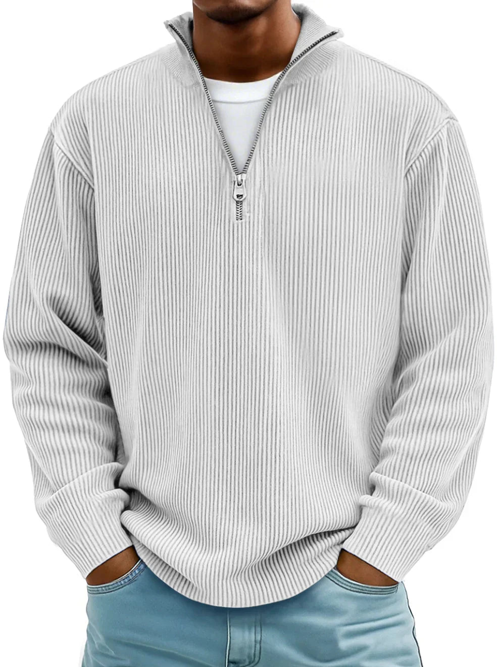 Maverick – Half-Zip Knit Sweater | Men's Casual Pullover For Everyday Comfort Neriona White