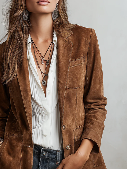 Jana – Suede Blazer | Button-Up Jacket For Timeless Everyday Elegance Women > Jacket Neriona