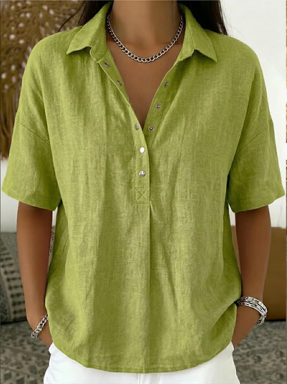 Luna – Casual Button-Up Shirt | Lightweight Collared Blouse For Everyday Wear Neriona Green