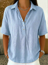 Luna – Casual Button-Up Shirt | Lightweight Collared Blouse For Everyday Wear Neriona Light Blue