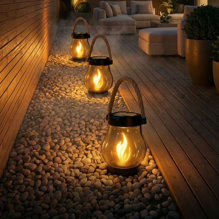 CozyLume™ FireSeed Solar Light – Magical Flame Mood | Cozy Ambience Outdoor Lantern for Garden & Balcony Nights Neriona 3 Lanterns