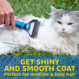 Professional Pet Grooming Brush | Deshedding Tool For Dogs & Cats With Thick Coats