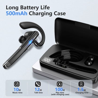 Business Bluetooth Headset – Wireless Noise Cancelling Earpiece | Dual Mic Hands Free Headset for Office, Calls & Everyday Use Neriona