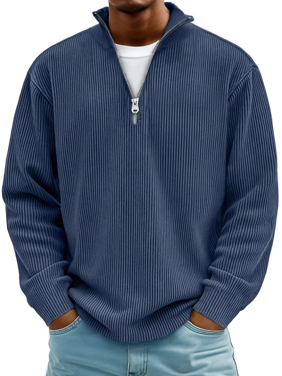 Maverick – Half-Zip Knit Sweater | Men's Casual Pullover For Everyday Comfort Neriona Marine Blue