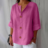 Margot – Linen Blend Blouse | Lightweight Loose Summer Top For Everyday Wear Blouse Neriona Pink