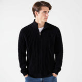 Everett – Quarter-Zip Cable Knit Sweater | 100% Cotton Pullover For Smart Casual Style Neriona Black