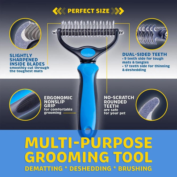 Professional Pet Grooming Brush | Deshedding Tool For Dogs & Cats With Thick Coats