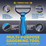 Professional Pet Grooming Brush | Deshedding Tool For Dogs & Cats With Thick Coats