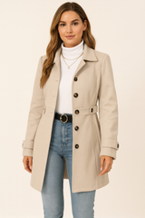 Camille – Belted Trench Coat | Tailored Double-Breasted Jacket For Timeless Elegance Neriona Beige