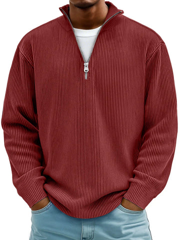 Maverick – Half-Zip Knit Sweater | Men's Casual Pullover For Everyday Comfort Neriona Red