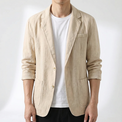 Theo – Lightweight Linen Blazer | Men's Classic Lapel Layering Jacket for Everyday Style