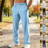Michael – Linen Drawstring Pants | Straight Leg Summer Trousers For Everyday Comfort Neriona