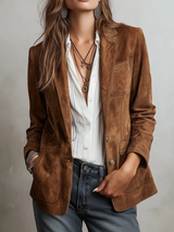 Jana – Suede Blazer | Button-Up Jacket For Timeless Everyday Elegance Women > Jacket Neriona Brown