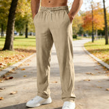 Michael – Linen Drawstring Pants | Straight Leg Summer Trousers For Everyday Comfort Neriona