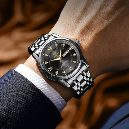 Malité Classic Steel Watch | Refined Everyday Watch With Clean Dial and Gold Accent Bracelet Neriona All Black